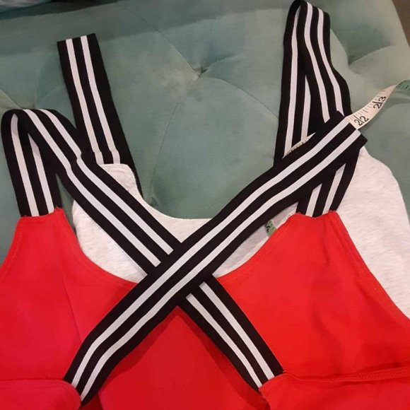 Stretch cross back bodysuits red/gray NWOT - Picture 7 of 10